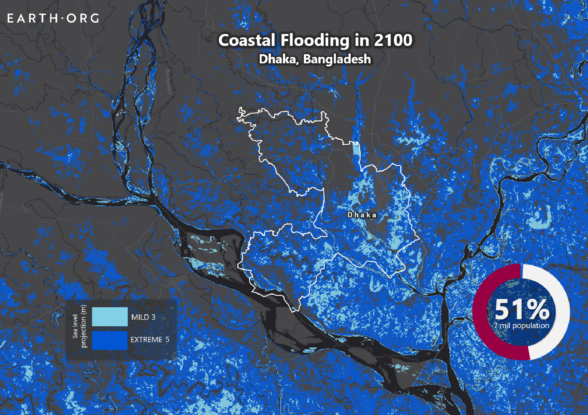 Dhaka sea level rise 2100