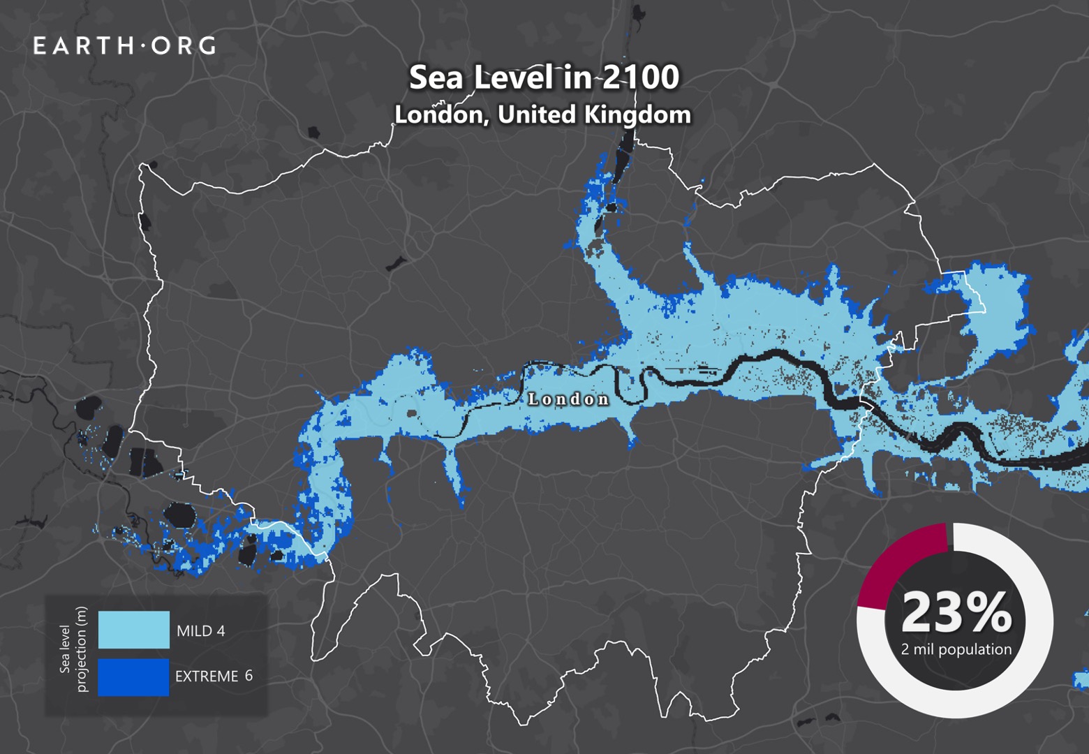 sea level rise by 2100 london
