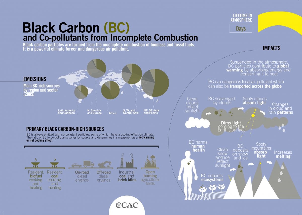 black carbon infographic information causes sources effects