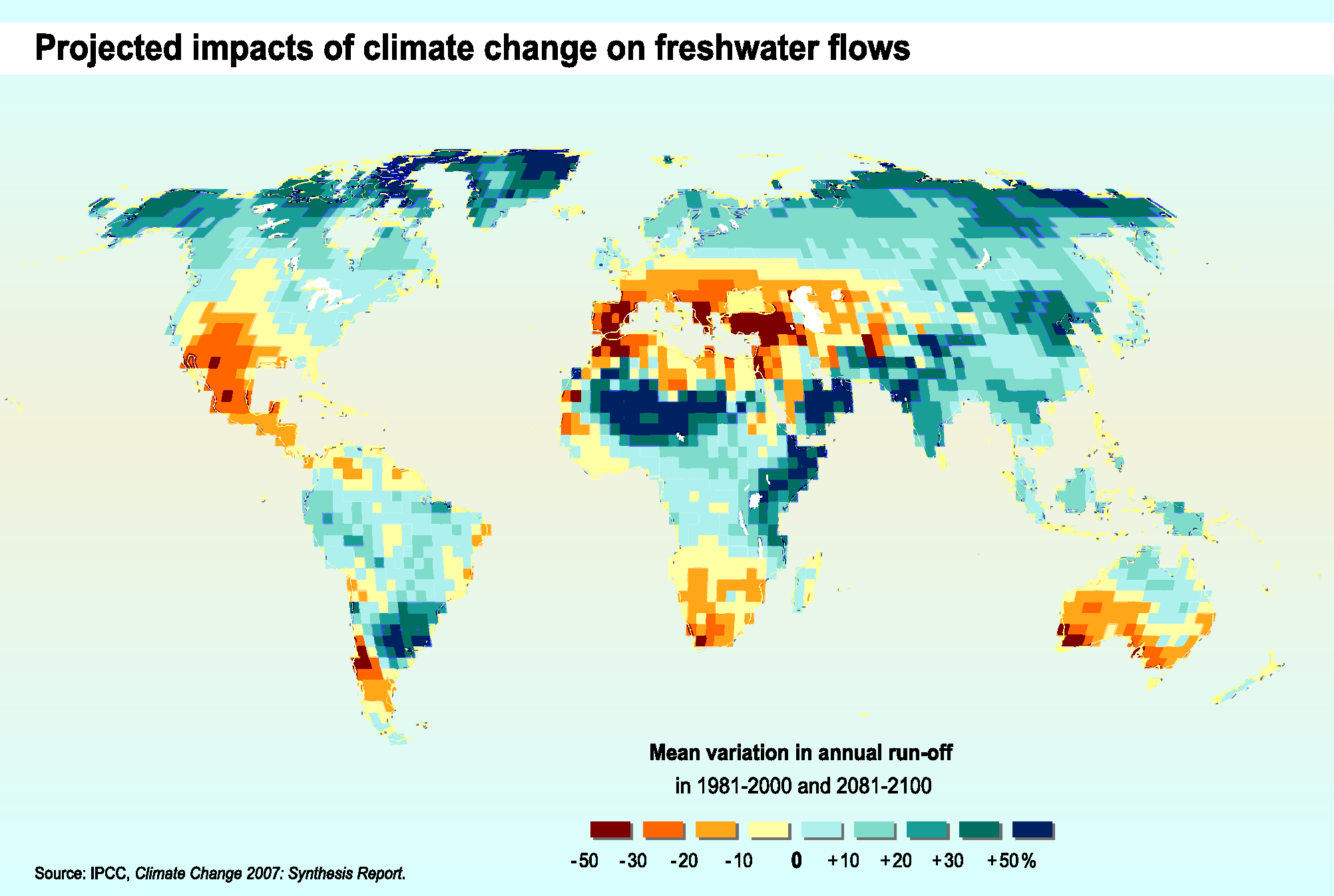 Projected impacts of climate change on freshwater flows