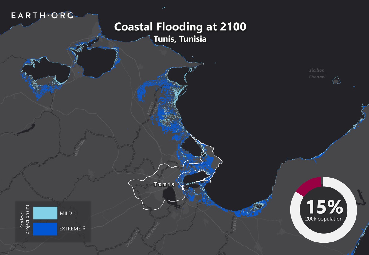 sea level rise by 2100 tunis