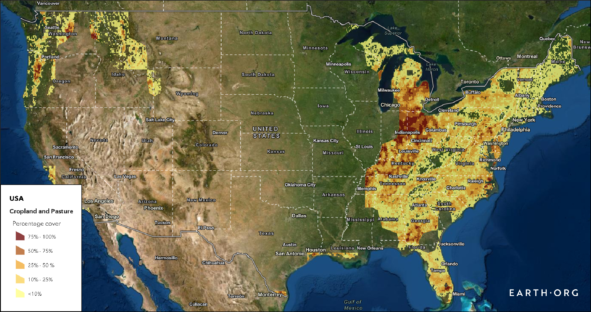 USA corn soybean agriculture food hotspots climate change