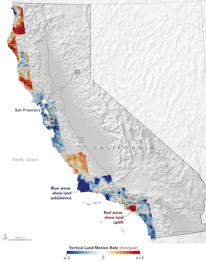 california subsidence coast sea level rise