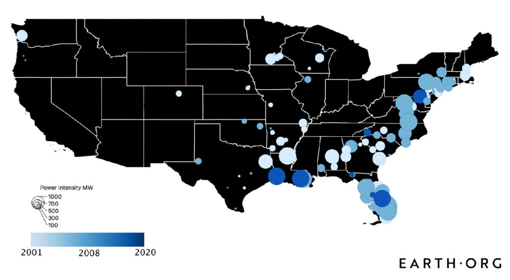 natural gas plants installed in the US since 2001
