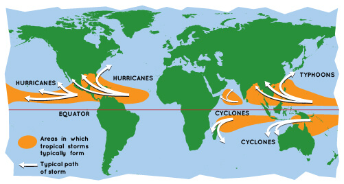 hurricane typhoons cyclones map
