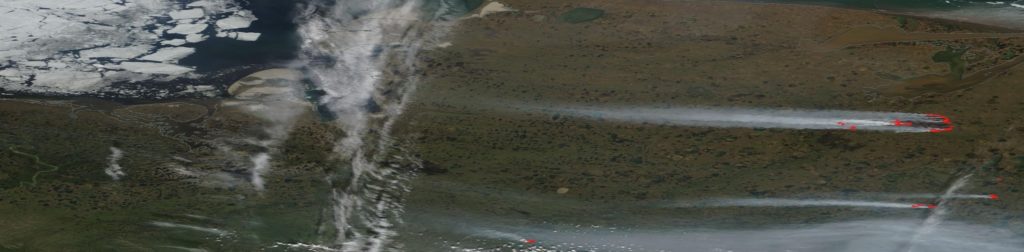 satellite image arctic wildfires 2020 NASA