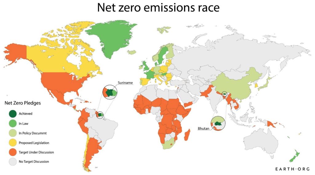 countries progress in reaching net zero