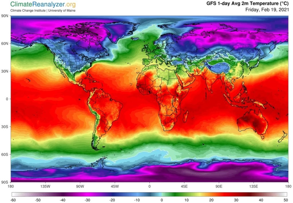 climate reanalyzer state of the climate 19 february 2021 2 meter temperature