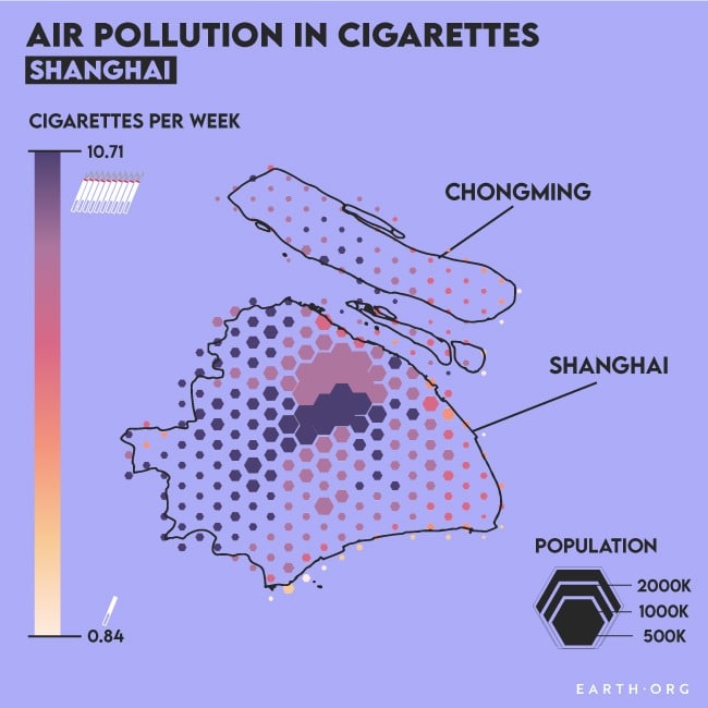 Shanghai air pollution pm2.5 to cigarette health effect equivalent berkeley earth