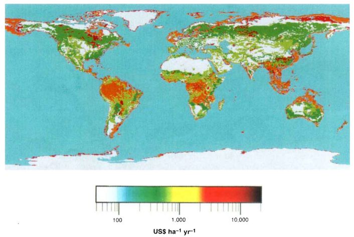 ecosystem services economic value map biodiversity loss affecting humans