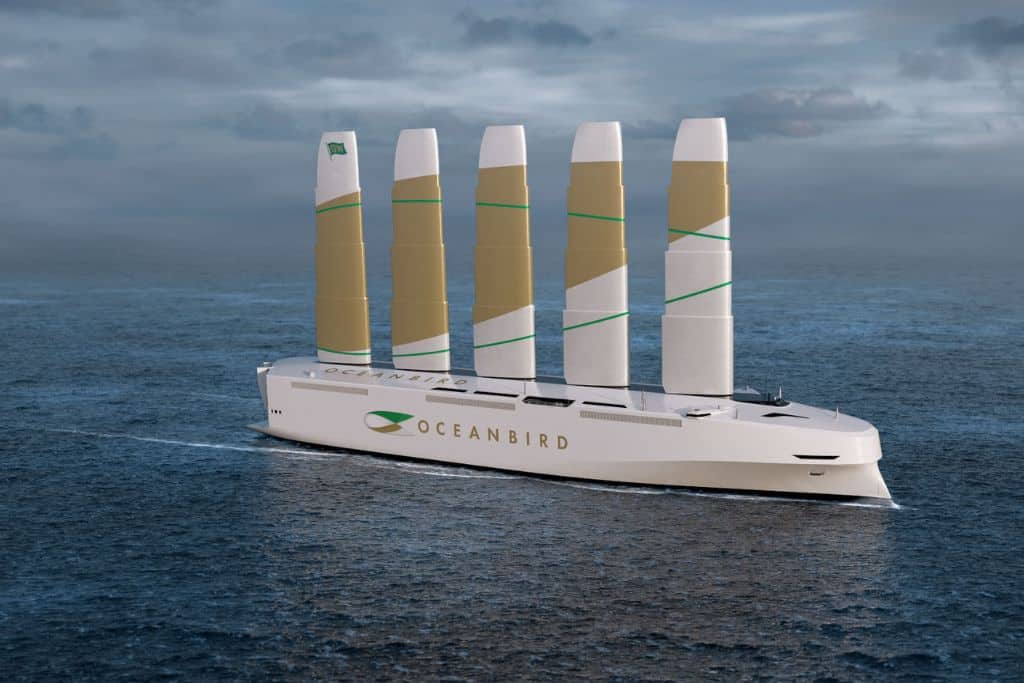 oceanbird wind-powered cargo ship. WikiCommons