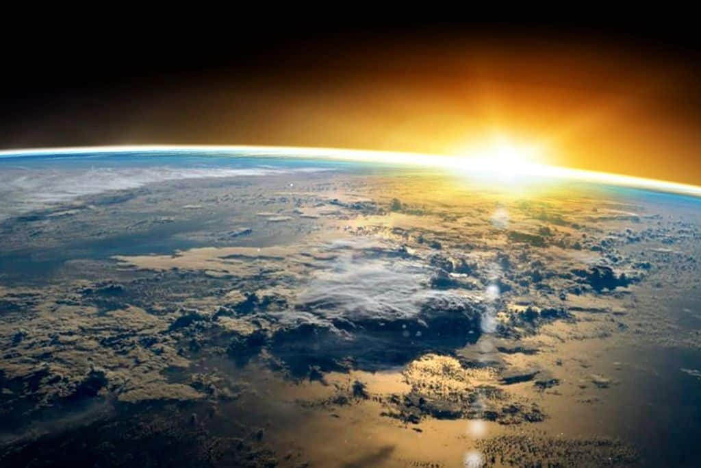 planet earth; earth from space; sun