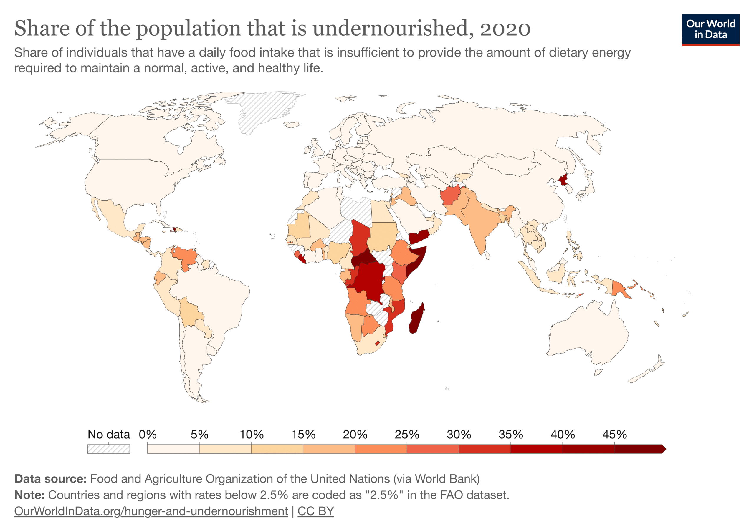 Share of People Who Are Undernourished. Image: Our World in Data.
