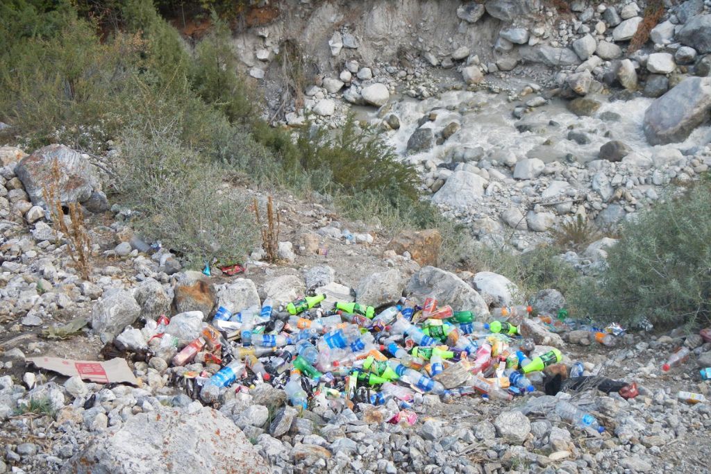 Plastic waste dumped near a river in Pakistan