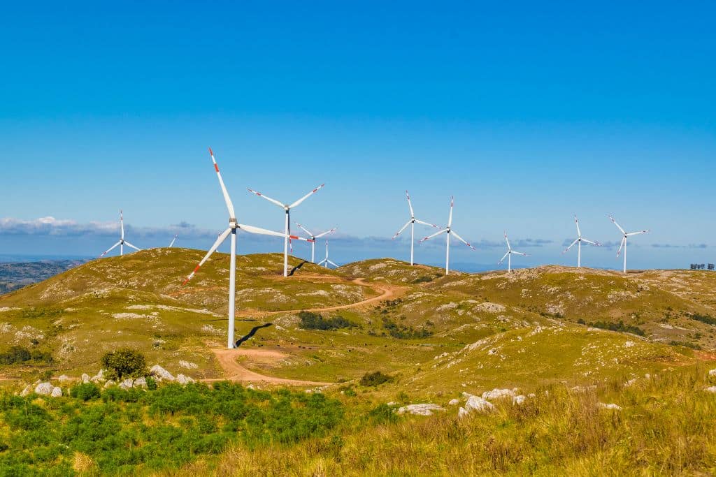 Uruguay runs almost entirely on renewables; wind farm in Uruguay