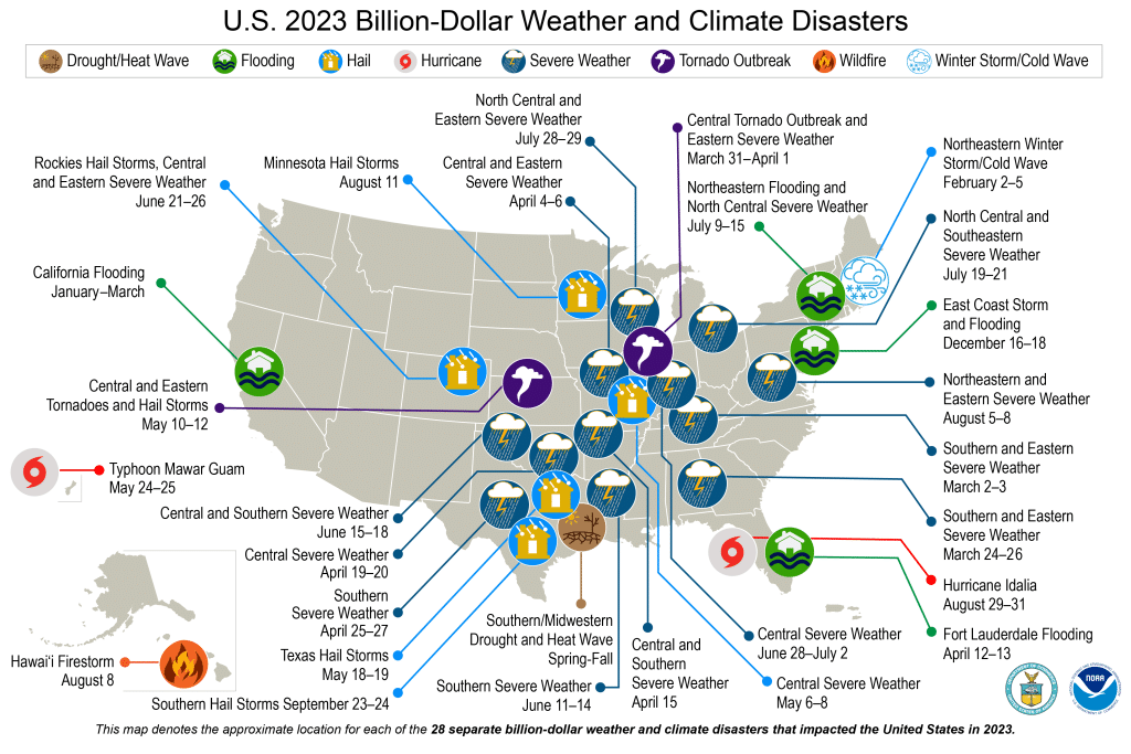 US billion-dollar weather and climate events in 2023
