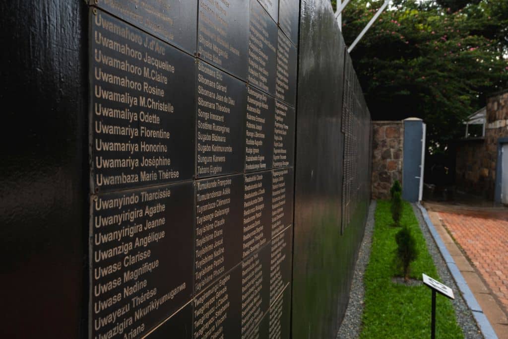 Plaque of names of Rwanda's genocide victims, Kigali Memorial Centre