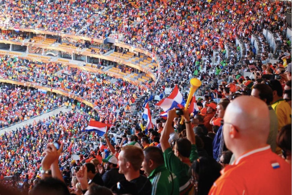 Dutch Fans Cheer During The Netherlands vs. Denmark Soccer Match at Soccer City Stadium in Johannesburg, South Africa, on June 14, 2010.